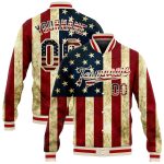 Personalized Vintage USA Flag Red 3D Bomber Varsity Jacket with Custom Name and Number Personalized Cream Vintage USA Flag-Red