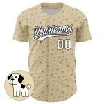 Custom Dog Baseball Jersey with 3D Pattern - Personalized Cream White-Black Design with Name and Number Personalized Cream