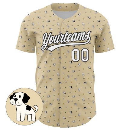 Custom Dog Baseball Jersey with 3D Pattern - Personalized Cream White-Black Design with Name and Number Personalized Cream