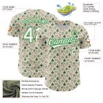 Customizable 3D Pattern Deer Baseball Jersey with Name and Number - Cream White Grass Green Personalized Cream White-Grass