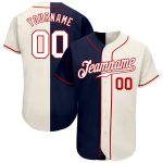 Custom Name and Number Personalized Baseball Jersey - Cream White & Navy Authentic Split Fashion Team Jersey Personalized