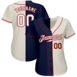 Custom Name and Number Personalized Baseball Jersey - Cream White & Navy Authentic Split Fashion Team Jersey Personalized