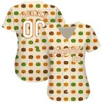Personalized Halloween Pumpkins Baseball Jersey - Cream White, Texas Orange 3D Design Personalized Cream White-Texas Orange