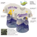 Personalized 3D Watercolor Mountains Baseball Jersey in Cream Yellow-Purple Personalized Cream Yellow-Purple 3D Watercolor