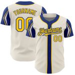 Personalized Cream Yellow Royal Baseball Jersey in 3 Colors - Arm Shapes Design Personalized Cream Yellow-Royal 3 Colors