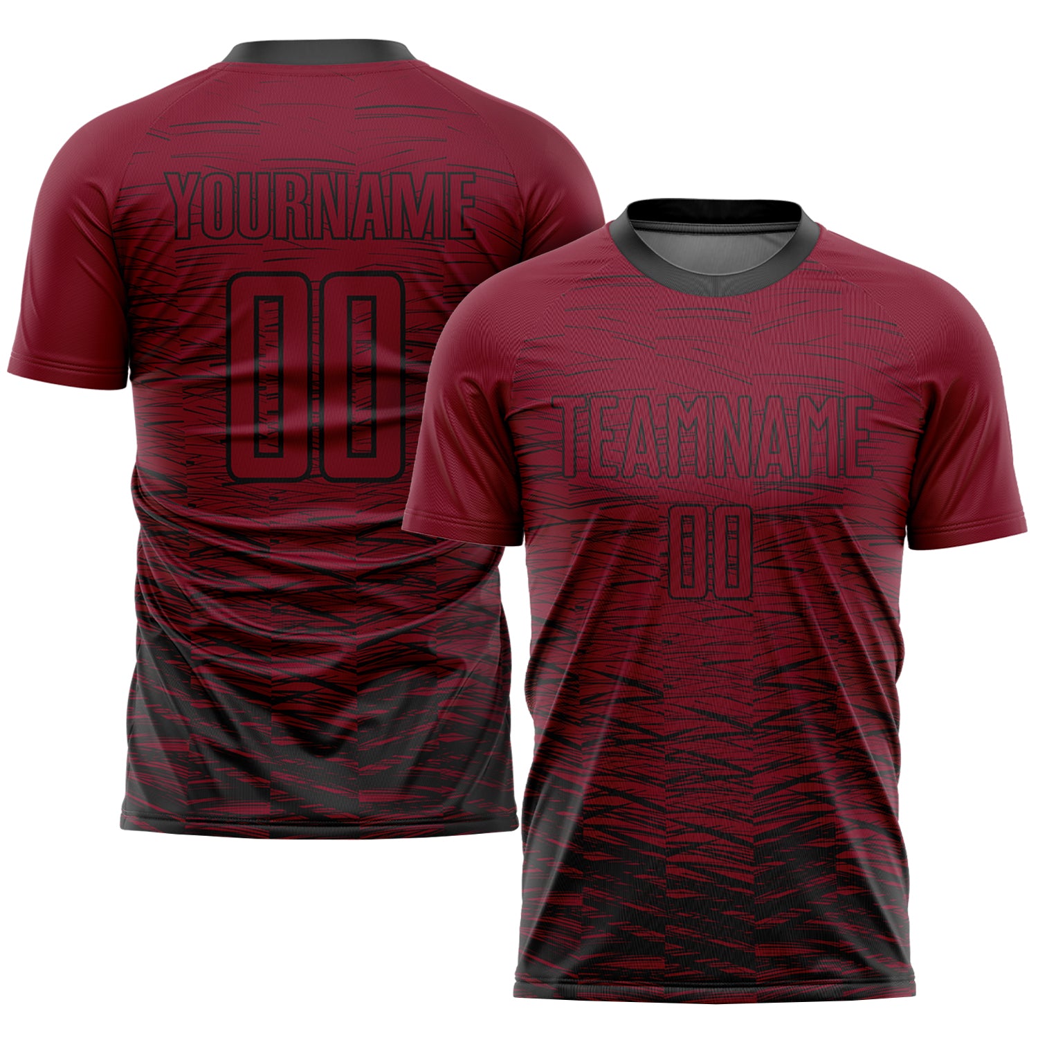 Custom Sublimation Soccer Jersey - Personalized Crimson Black Design Personalized Crimosn Black Sublimation Soccer Uniform