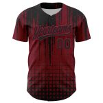 Personalized 3D Abstract Shape Baseball Jersey in Crimson Black Personalized Crimson Black 3D Abstract Shape Baseball Jersey