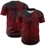 Personalized 3D Abstract Shape Baseball Jersey in Crimson Black Personalized Crimson Black 3D Abstract Shape Baseball Jersey