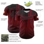 Custom Name and Number Baseball Jersey, Authentic 3D Pattern Design in Crimson and Black, Abstract Shape Personalized Crimson