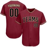Custom Name and Number Authentic Baseball Jersey - Personalized Crimson Black-City Cream Design Personalized Crimson Black-City