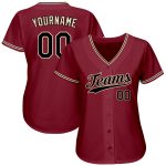 Personalized Authentic Baseball Jersey in Crimson and Black City Cream Personalized Crimson Black-City Cream Authentic Baseball