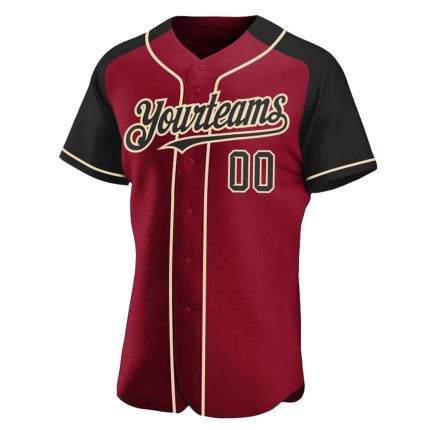Custom Name and Number Baseball Jersey - Personalized Crimson Black-City Cream Authentic Raglan Sleeves Personalized Crimson