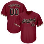 Custom Name & Number Baseball Jersey Shirt - Personalized Crimson Black-City Cream Authentic Throwback Rib-Knit Design Personalized