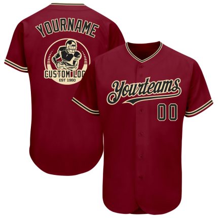 Personalized Crimson Black Cream Baseball Jersey for Men Women - Style 103 Personalized Crimson Black-City Cream Baseball