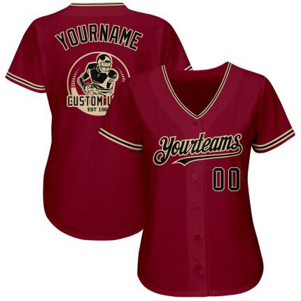 Personalized Crimson Black Cream Baseball Jersey for Men Women - Style 103 Personalized Crimson Black-City Cream Baseball