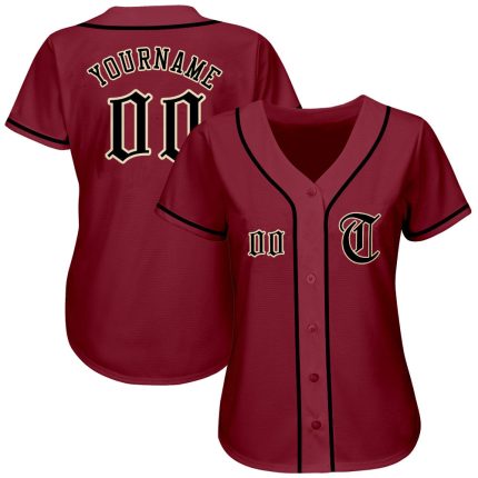 Personalized Crimson Black City Cream Baseball Jersey for Men and Women Personalized Crimson Black-City Cream Baseball Jersey
