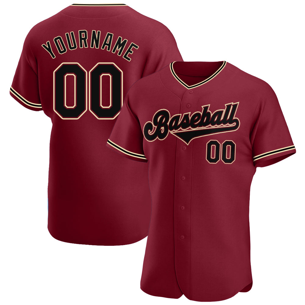 Personalized Crimson Black City Cream Baseball Jersey - Custom Sports Apparel for Fans Personalized Crimson Black-City Cream