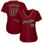 Personalized Crimson Black Baseball Jersey - Custom City Cream Jersey for Men Personalized Crimson Black-City Cream Baseball