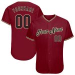 Personalized Crimson Black Baseball Jersey - Custom City Cream Jersey for Men Personalized Crimson Black-City Cream Baseball