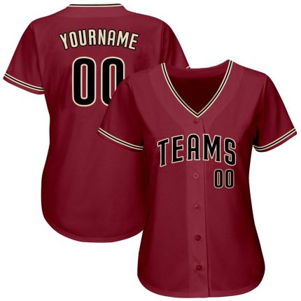 Custom Crimson Black City Cream Baseball Jersey - Personalized 5 Personalized Crimson Black-City Cream Baseball Jersey 5