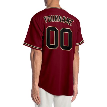 Personalized Crimson Black City Cream Baseball Jersey for Adults 6 Personalized Crimson Black-City Cream Baseball Jersey