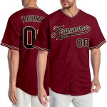 Personalized Crimson Black City Cream Baseball Jersey for Adults 6 Personalized Crimson Black-City Cream Baseball Jersey