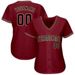 Custom Name and Number Baseball Jersey - Personalized Crimson Black-City Cream Team Jersey Personalized Crimson Black-City