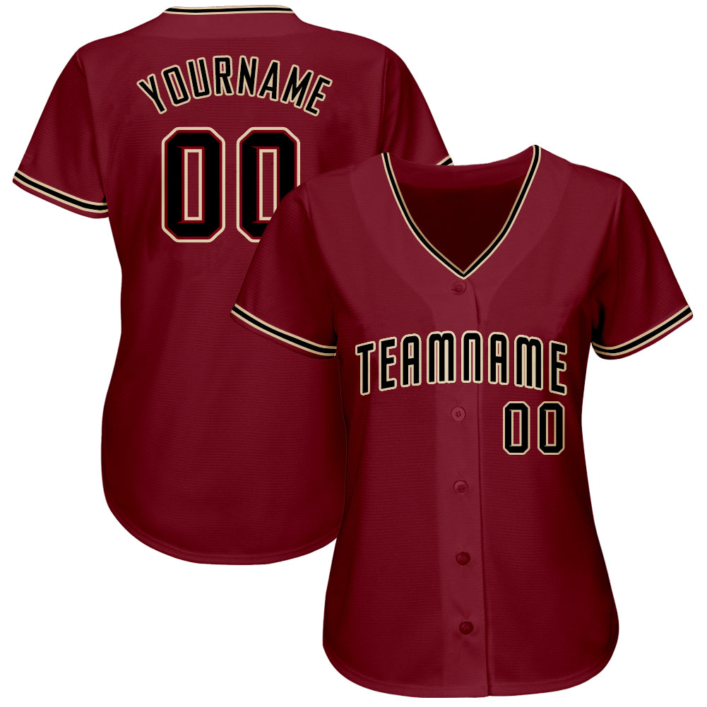 Custom Name and Number Baseball Jersey - Personalized Crimson Black-City Cream Team Jersey Personalized Crimson Black-City