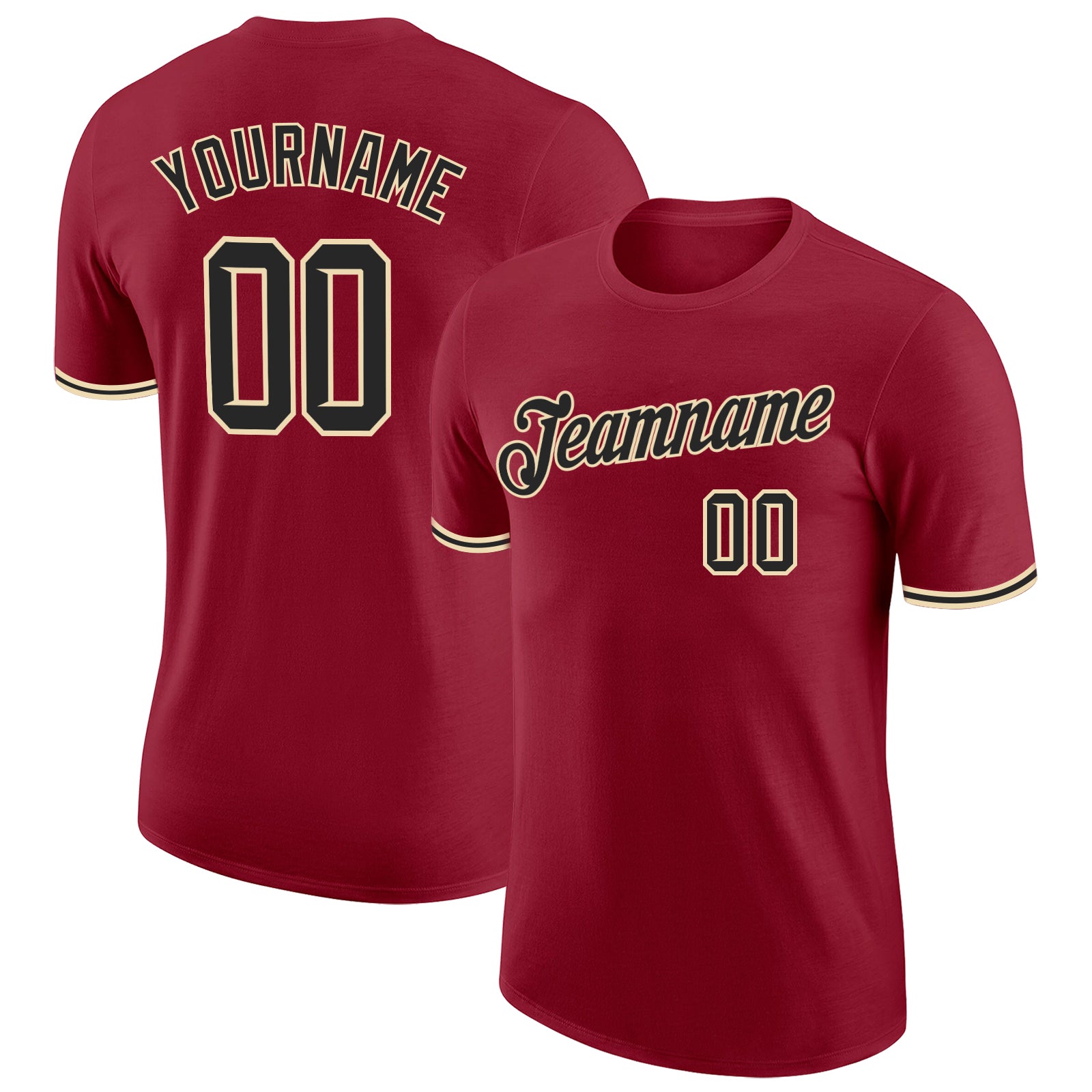 Personalized Performance T-Shirt in Crimson Black-City Cream for Ultimate Comfort and Style Personalized Crimson Black-City
