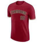 Custom Performance T-Shirt with Personalized Team Name and Number in Crimson Black-City Cream Personalized Crimson Black-City