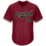 Personalized Baseball Jersey Shirt - Crimson Black City Cream Throwback Rib-Knit Personalized Crimson Black-City Cream Throwback