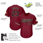 Personalized Baseball Jersey Shirt - Crimson Black City Cream Throwback Rib-Knit Personalized Crimson Black-City Cream Throwback