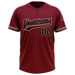 Custom Unisex Softball Jersey - Crimson Black-City Cream Two-Button Design Personalized Crimson Black-City Cream Two-Button
