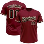Custom Name Number Unisex Softball Jersey Crimson Black-City Cream Two-Button Personalized Team Gear Personalized Crimson