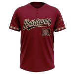 Custom Name Number Unisex Softball Jersey Crimson Black-City Cream Two-Button Personalized Team Gear Personalized Crimson