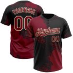 Personalized Unisex Softball Jersey - Crimson Black-Cream 3D Abstract Brush Stroke, Two-Button Design Personalized Crimson