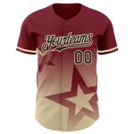 Personalized 3D Gradient Twinkle Star Baseball Jersey in Crimson Black-Cream Personalized Crimson Black-Cream 3D Gradient