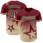 Personalized 3D Gradient Twinkle Star Baseball Jersey in Crimson Black-Cream Personalized Crimson Black-Cream 3D Gradient