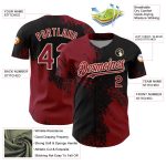 Custom Name and Number Baseball Jersey - Personalized Crimson Black-Cream 3D Abstract Brush Stroke Design Personalized Crimson