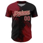 Custom Name and Number Baseball Jersey - Personalized Crimson Black-Cream 3D Abstract Brush Stroke Design Personalized Crimson