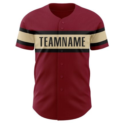 Custom Name & Number Personalized Black-Cream Baseball Jersey - Authentic Crimson Team Apparel Personalized Crimson Black-Cream