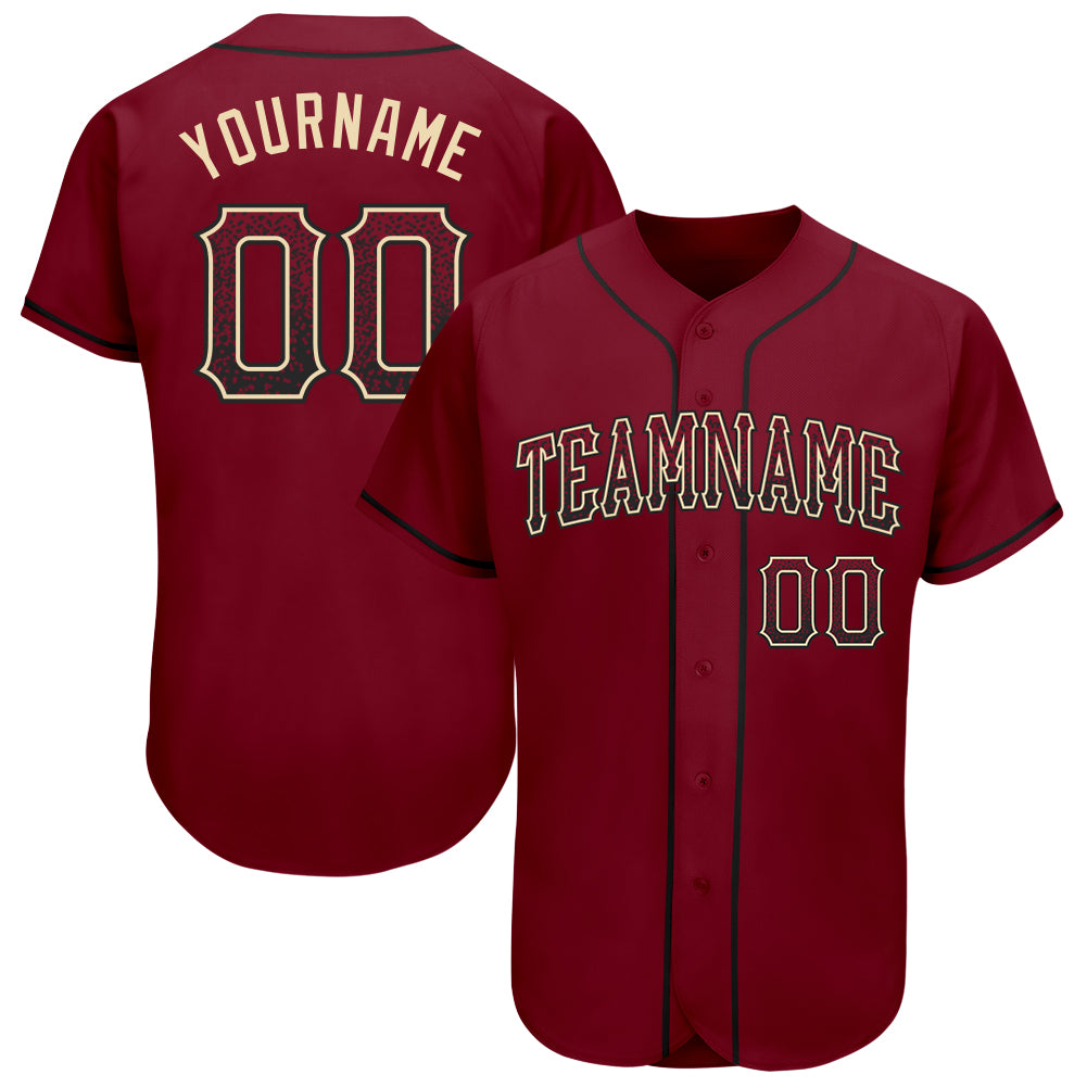 Custom Name and Number Crimson Black-Cream Authentic Drift Baseball Jersey - Personalized Fashion Team Jersey Personalized