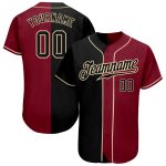 Custom Name Number Baseball Jersey - Personalized Crimson Black-Cream Authentic Split Fashion Team Jersey Personalized Crimson