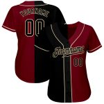 Custom Name Number Baseball Jersey - Personalized Crimson Black-Cream Authentic Split Fashion Team Jersey Personalized Crimson
