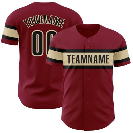 Custom Crimson Black-Cream Baseball Jersey - Personalized Sports Apparel Personalized Crimson Black-Cream Baseball Jersey