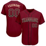Personalized Fashion Baseball Jersey in Crimson Black Cream Color Personalized Crimson Black-Cream Drift Fashion Baseball