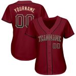 Personalized Fashion Baseball Jersey in Crimson Black Cream Color Personalized Crimson Black-Cream Drift Fashion Baseball