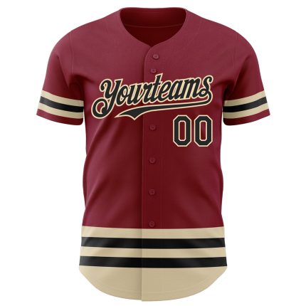 Custom Crimson Black Cream Baseball Jersey - Personalized Sports Jersey Personalized Crimson Black-Cream Line Baseball Jersey