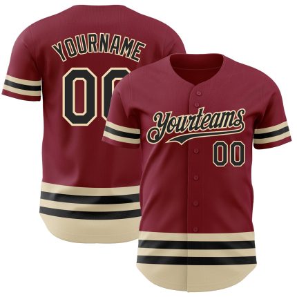 Custom Crimson Black Cream Baseball Jersey - Personalized Sports Jersey Personalized Crimson Black-Cream Line Baseball Jersey