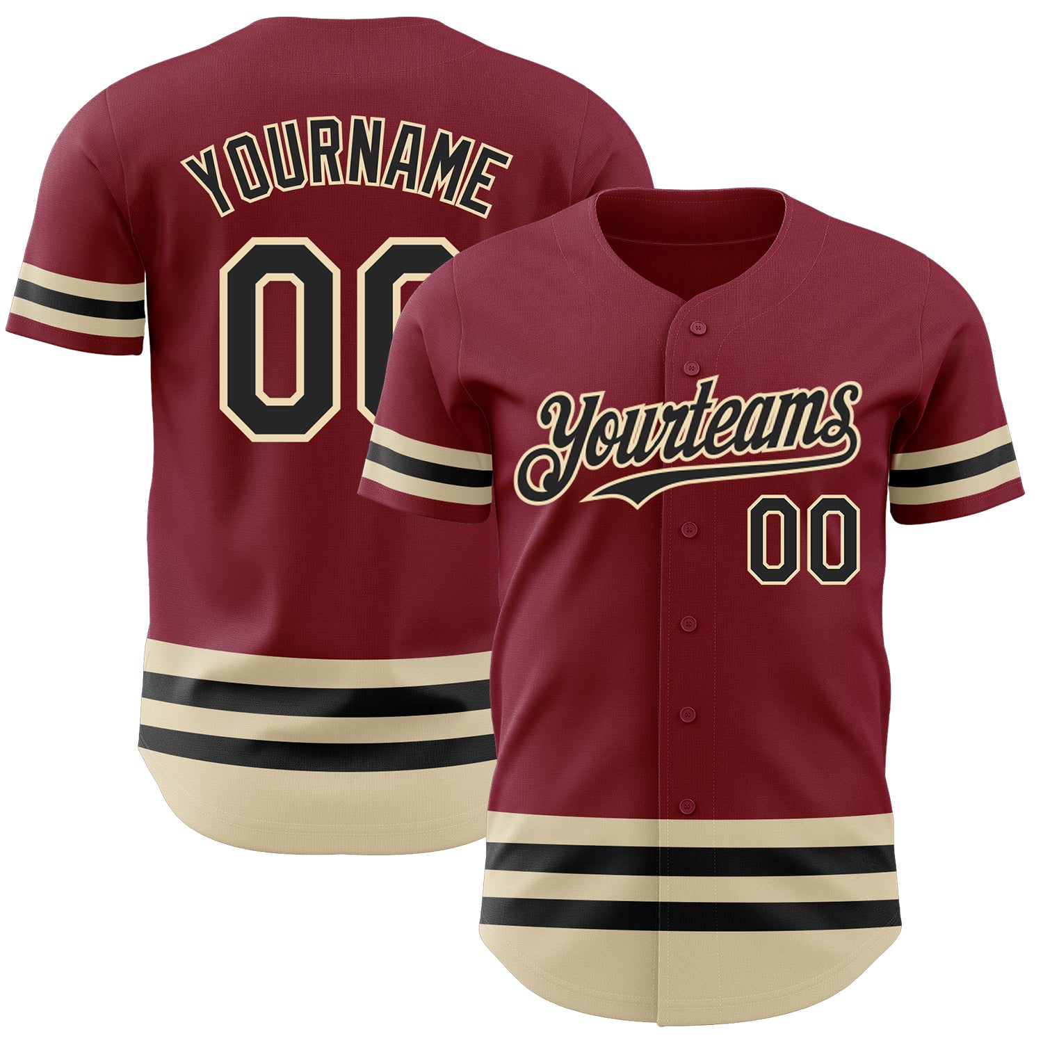 Custom Crimson Black Cream Baseball Jersey - Personalized Sports Jersey Personalized Crimson Black-Cream Line Baseball Jersey